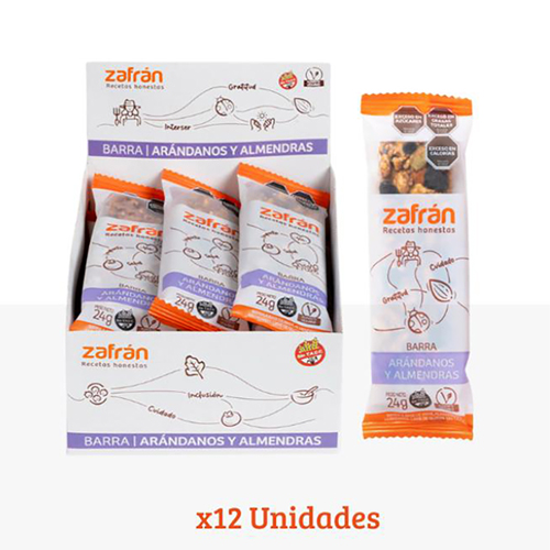 Barras de arándanos y almendras x 12 unidades